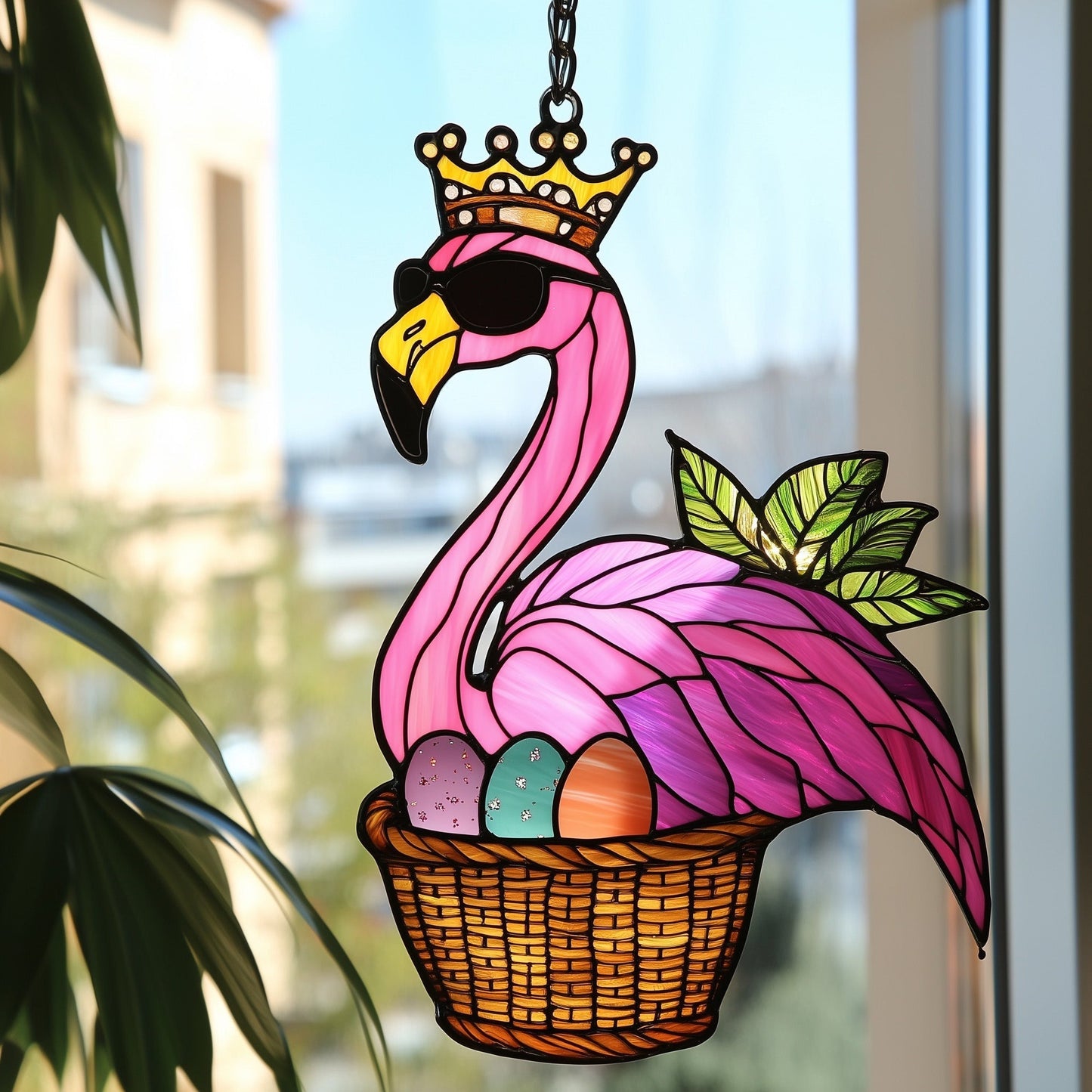 Easter Flamingo Crown Suncatcher Happy Easter Decorations Unique Easter Gifts - Pvr