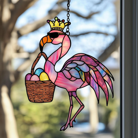 Pink Flamingo Easter Suncatcher Spring Home Decor Easter Presents For Family - Pvr