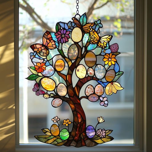 Tree Of Easter Suncatcher Colorful Glass Window Hanging Spring Home Decor Gift For Mom - Pvr