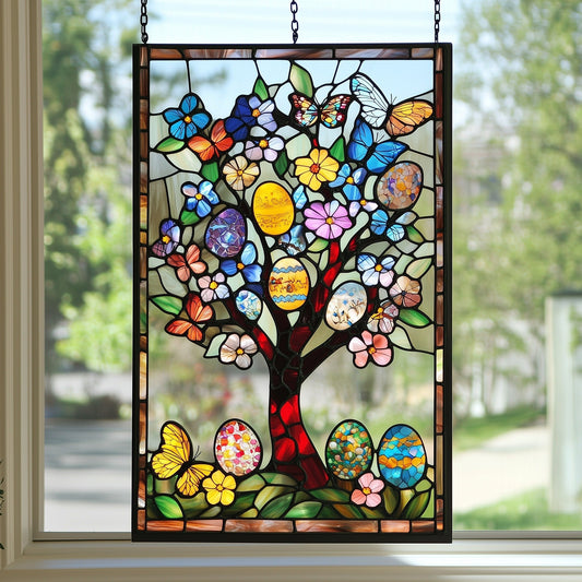 Tree Of Easter Suncatcher Stained Glass Window Hanging Spring Unique Easter Gifts - Pvr
