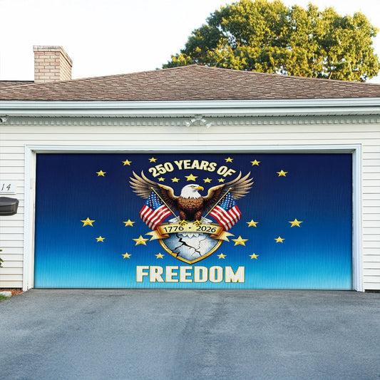 USA 250th Anniversary Garage Door Banner The Freedom Crest Of America Outdoor Decor - Pvr