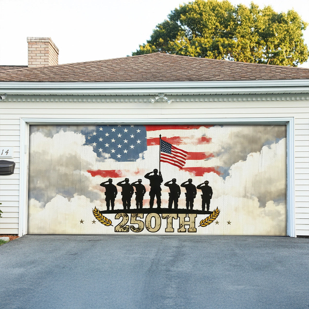 USA 250th Anniversary Garage Door Banner Salute To America Patriotic Home Decoration - Pvr