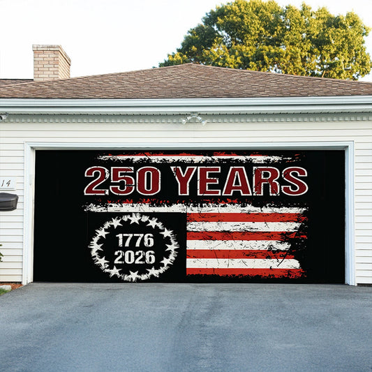 USA 250th Anniversary Garage Door Banner Liberty Was Earned Patriotic Home Decoration - Pvr