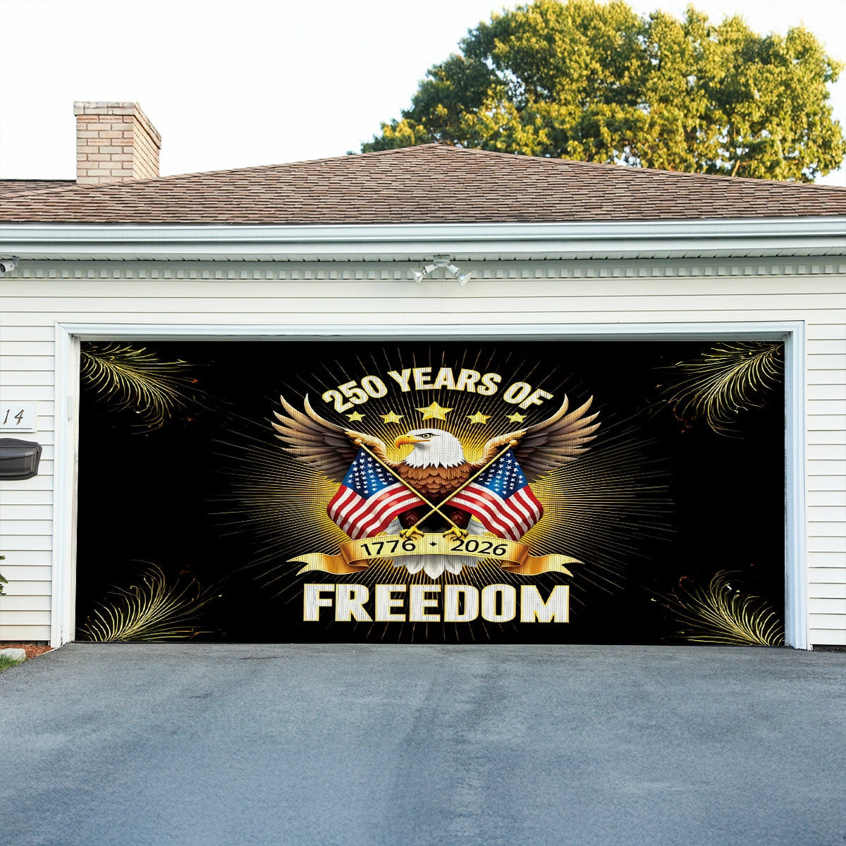 USA 250th Anniversary Garage Door Banner Liberty Endures Unique Home Decor - Pvr