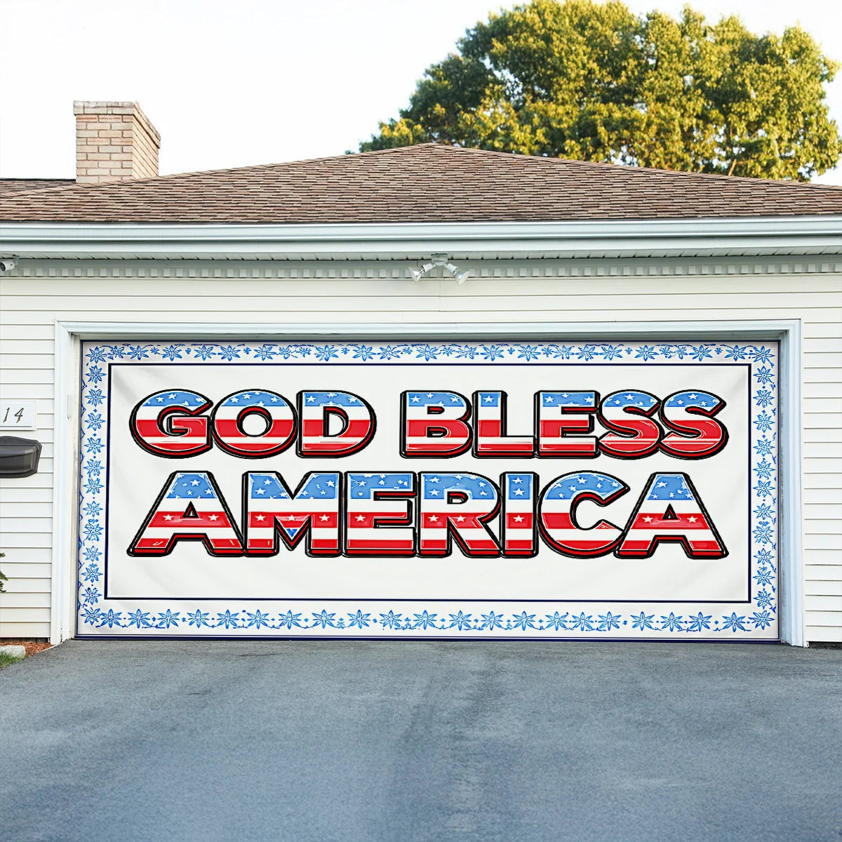 USA 250th Anniversary Garage Door Banner God Bless America Patriotic Home Decor - Pvr