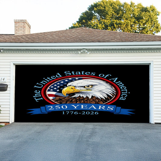 USA 250th Anniversary Garage Door Banner American Heritage Seal Patriotic Home Decor - Pvr