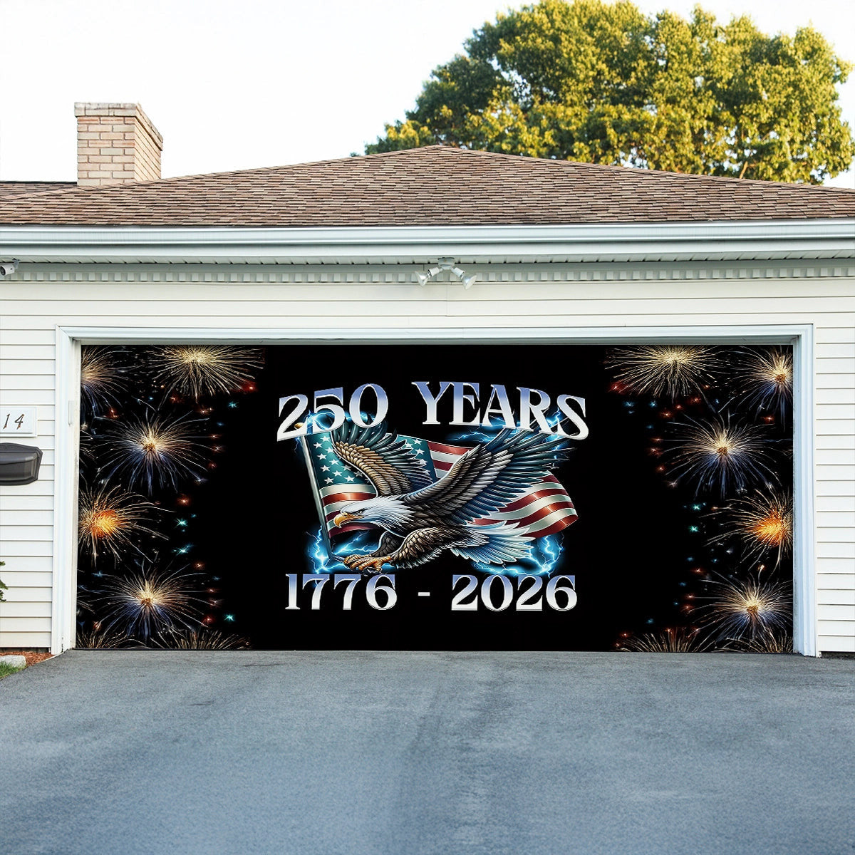 USA 250th Anniversary Garage Door Banner 4Th Of July Outdoor Holiday Decorations - Pvr