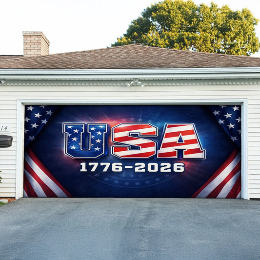 USA 250th Anniversary Garage Door Banner America's 250 Birthday Outdoor Holiday Decorations - Pvr