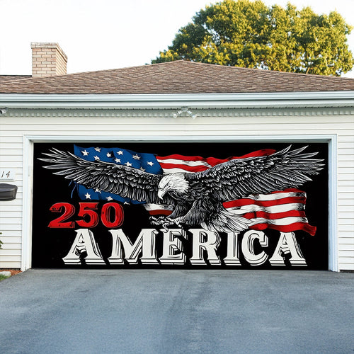 250 Years Of America Garage Door Banner America's 250 Birthday Outdoor Decorations - Pvr