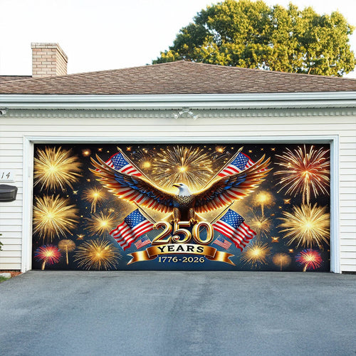 250 Years Of America Garage Door Banner Independence Day 2026 Outdoor Decorations - Pvr