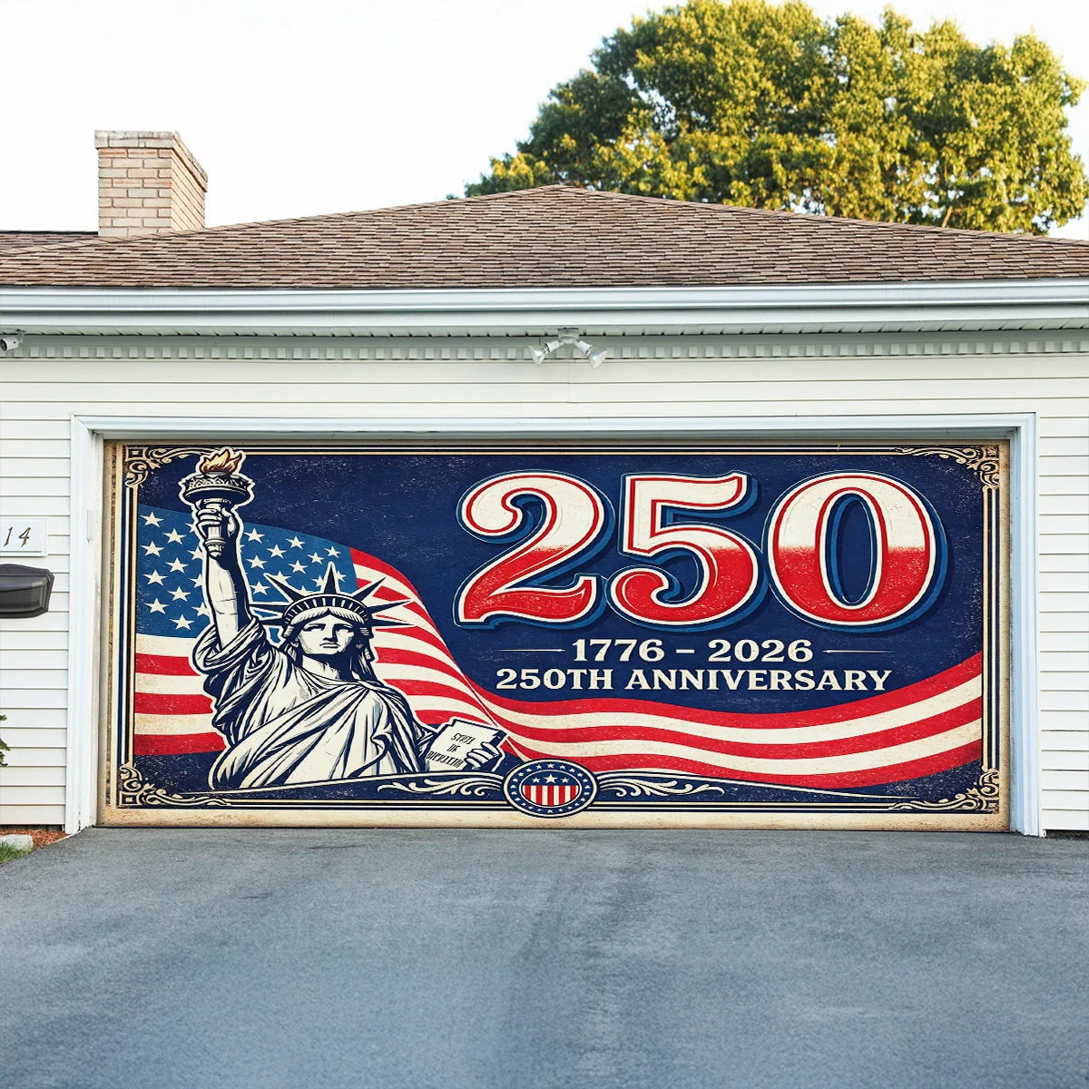 250 Years Of America Garage Door Banner 4Th Of July Outdoor Decorations Gift For Patriotic - Pvr