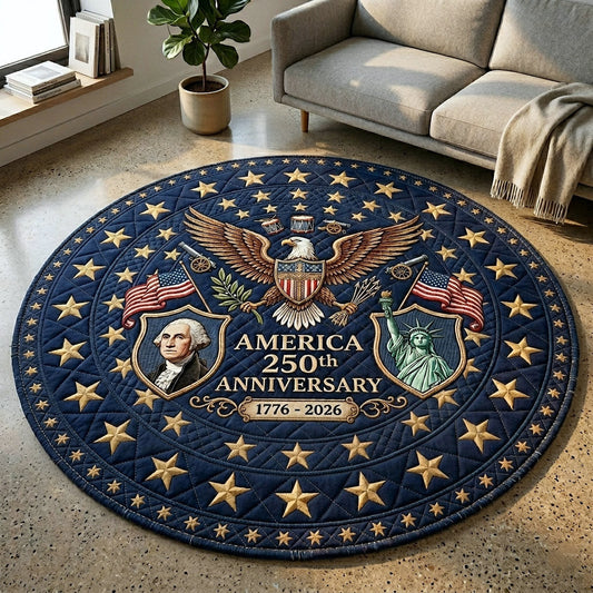 Heritage USA 250 Years Of Defending Liberty Doormat Cool Patriotic Round Mat Large Artwork For Living Room - Printvoro