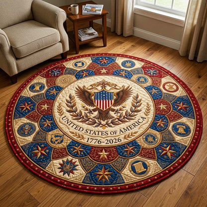 Eagle Emblem Quilted Round Mat Independence Day Decor Gifts For Independence Day - Printvoro