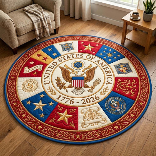 Liberty Eagle Quilted Round Mat Independence Day Decor Gifts For Independence Day - Printvoro