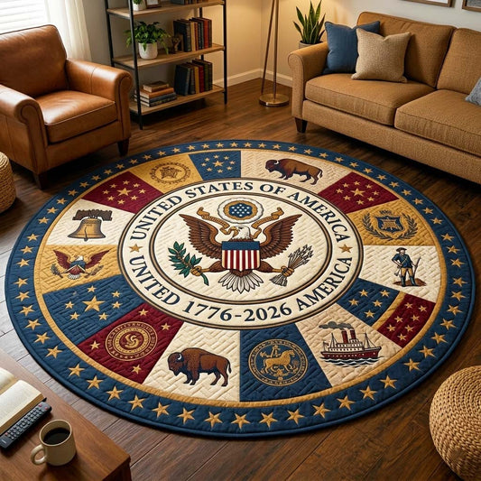 Patriot Eagle Quilted Round Mat July 4 Decorations Gift For Patriots - Printvoro