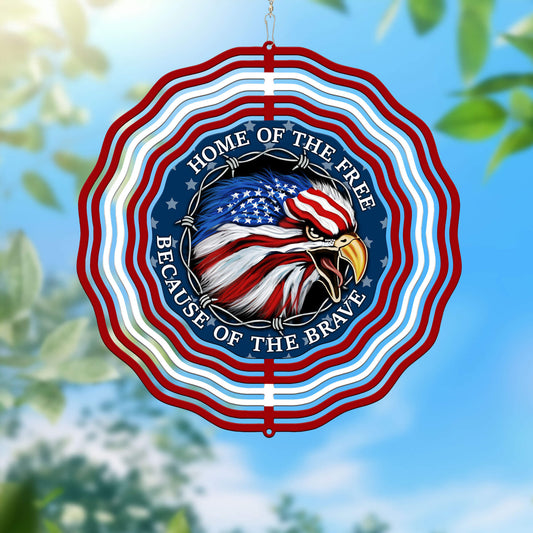 Happy 4th Of July Home Of The Free Memorial Wind Spinner Patriotic Eagle American Gift Ideas - Printvoro