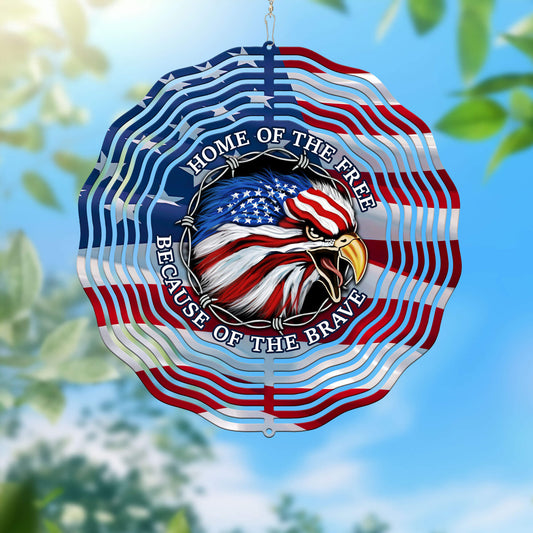 Home Of The Free Memorial Wind Spinner Happy 4th Of July Merch Gift Ideas - Printvoro