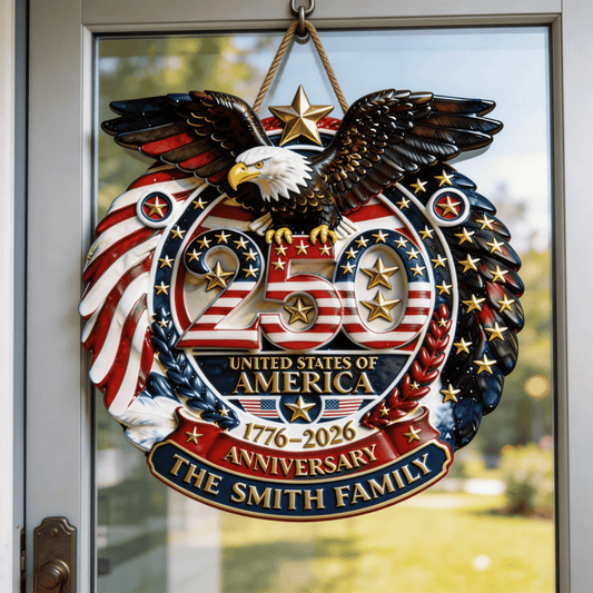 Personalized USA 250th Anniversary Wood Sign Patriotic 4th of July Decor Gift Ideas - Printvoro
