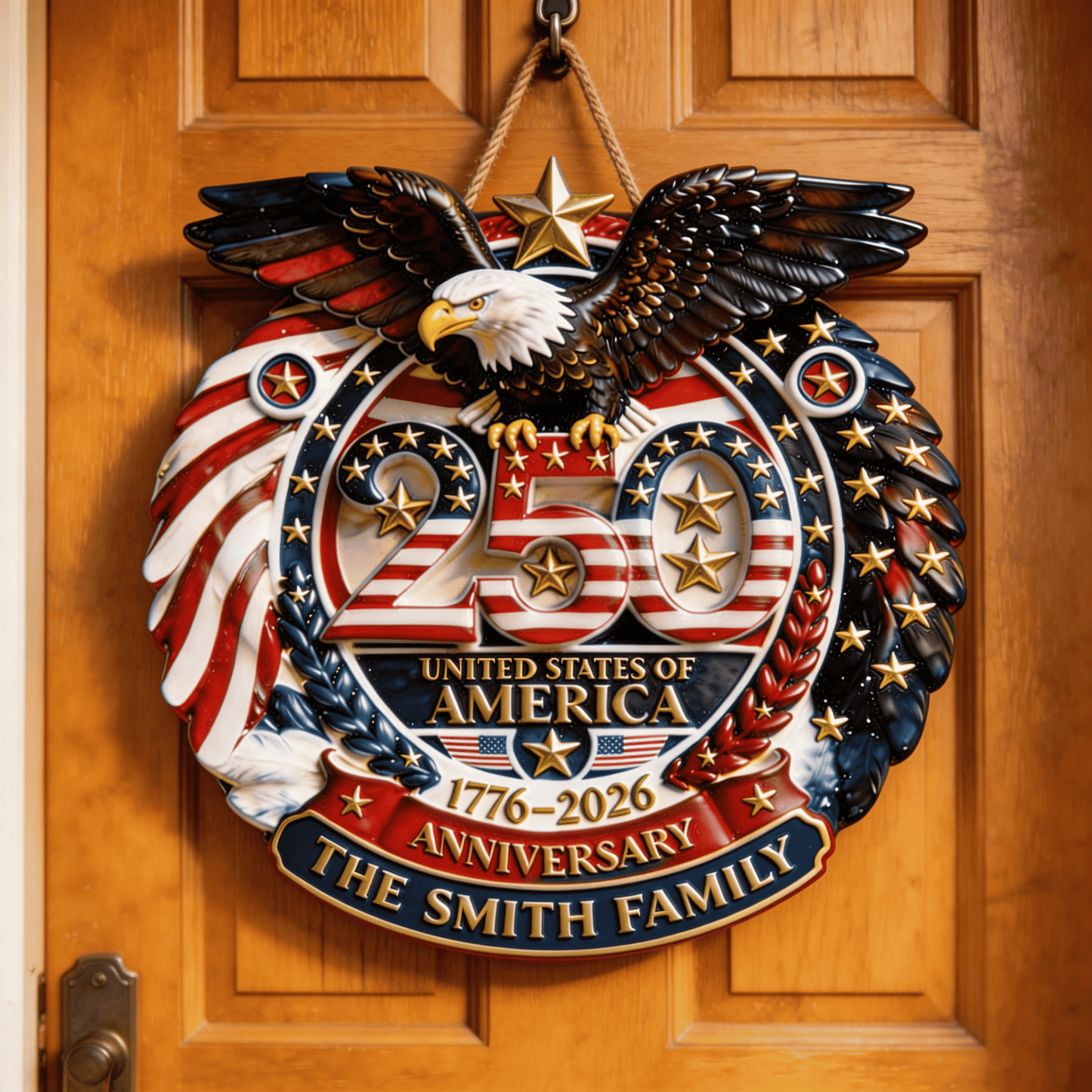 Personalized USA 250th Anniversary Wood Sign United States Of America Decor Gift For Wife - Printvoro