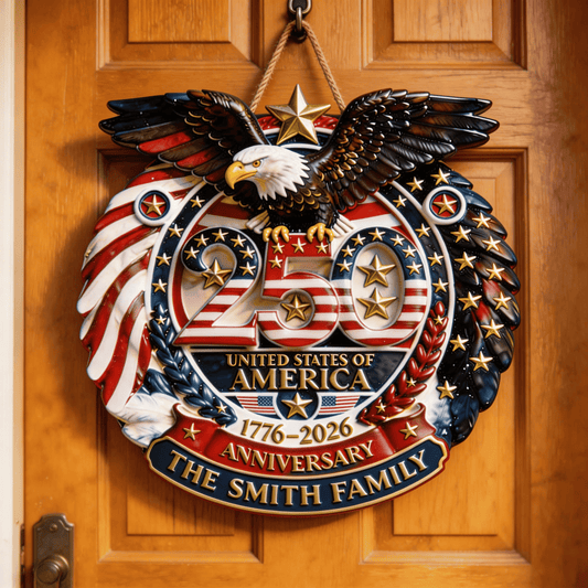 Personalized USA 250th Anniversary Wood Sign United States Of America Decor Gift For Wife - Printvoro