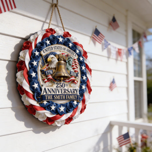 Personalized 4th of July Wood Sign USA 250th Anniversary 1776 2026 Decor Patriotic Gift Ideas - Printvoro