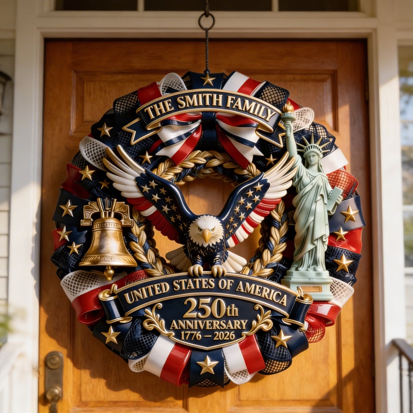 Personalized Family Wood Sign Patriotic United States Of America 1776 2026 Decor Gift Ideas - Printvoro