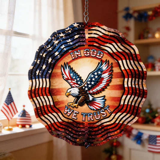 In God We Trust Wind Spinner 4th of July Outdoor Decoration Gift For Men - Printvoro