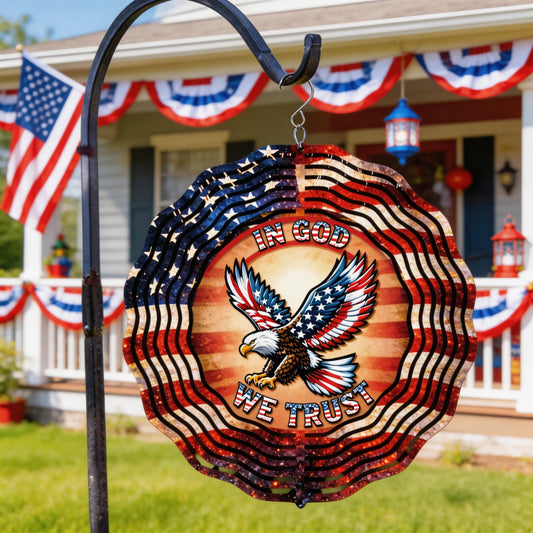 In God We Trust Wind Spinner USA Eagle Yard Decoration Patriotic Gifts For Him - Printvoro