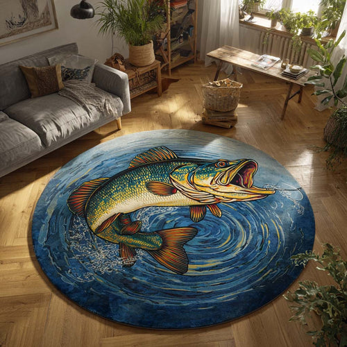 Azure Fishing Round Mat Aesthetic Home Decor Gifts For Housewarming - Printvoro