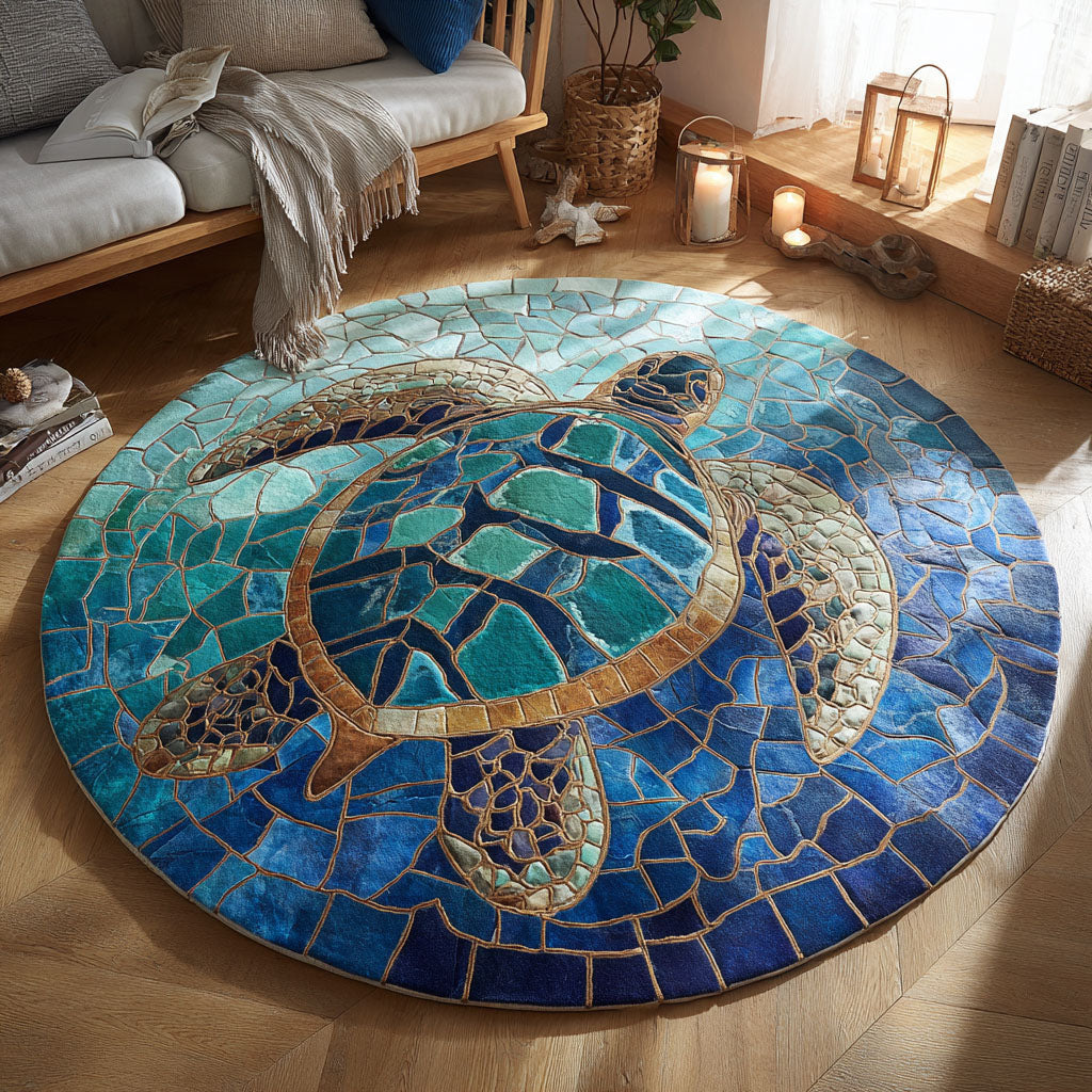 Azure Voyage Round Mat Living Room Mat Unique Home Decor Gifts For New Home - Printvoro