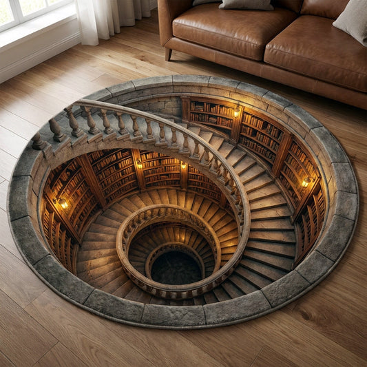 Endless Library Round Mat Living Room Mats Vintage Home Decor Gifts For Mother's Day - Printvoro