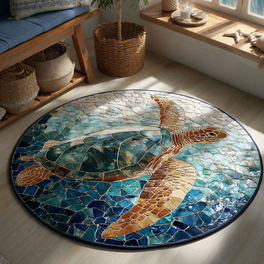 Golden Current Round Mat Unique Living Room Decor Gifts For Ocean Lovers - Printvoro