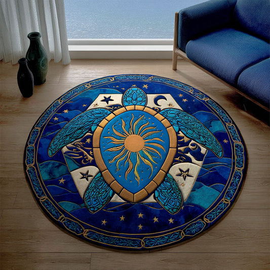 Midnight Current Round Mat Home Front Door Design Gifts For Ocean Lovers - Printvoro