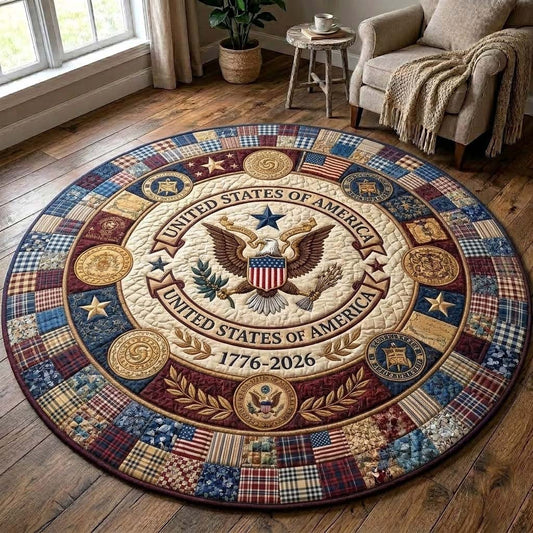 Heritage USA 250 Years Of Independence Patch Quilted Round Mat Home Decor Gifts For Wife - Printvoro