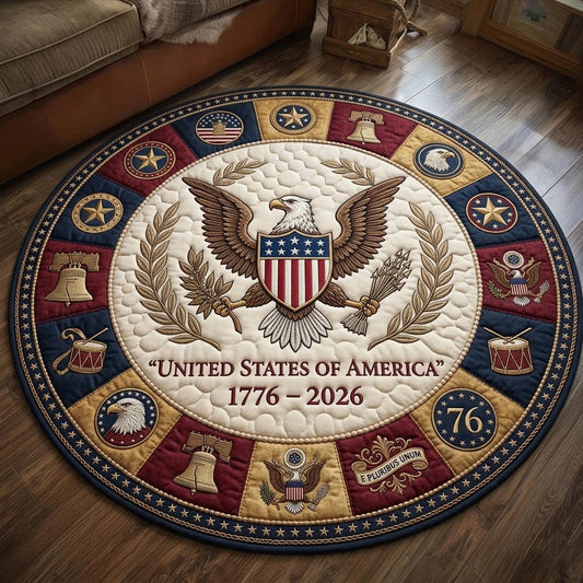 Heritage USA 250Th Anniversary Patch Quilted Round Mat Living Room Decor Ideas Gifts For Son - Printvoro
