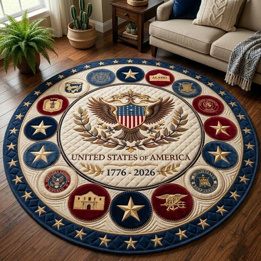 Heritage USA 250Th Anniversary Patch Quilted Round Mat Room Decoration Items Mum Gifts - Printvoro