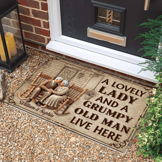 Personalized A Lovely Couple Live Here Doormat 1776 2026 Merch Welcome Mat Patriotic Gifts - Printvoro