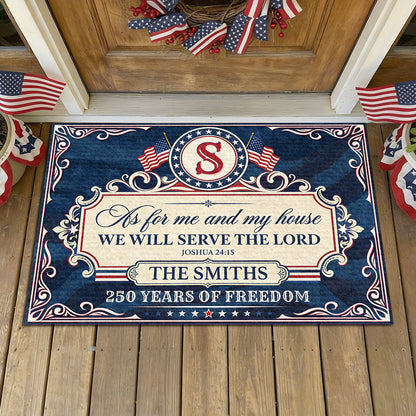 Personalized As For Me And My House We Will Serve The Lord Doormat In God We Trust Doormat - Printvoro