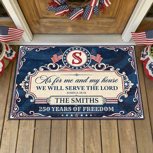 Personalized As For Me And My House We Will Serve The Lord Doormat In God We Trust Doormat - Printvoro