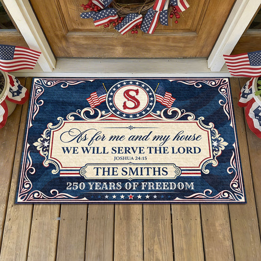 Personalized As For Me And My House We Will Serve The Lord Doormat In God We Trust Doormat - Printvoro