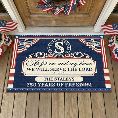 Personalized As For Me And My House We Will Serve The Lord Doormat Independence Day 2026 Mat - Printvoro
