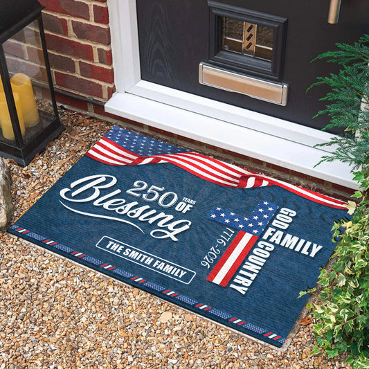 Personalized 250 Years Of Blessing Doormat Anniversary 250th Of America Patriotic Gifts - Printvoro