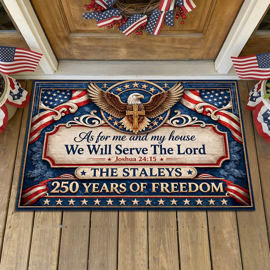 Personalized As For Me And My House We Will Serve The Lord Doormat America's Birthday Door Mat - Printvoro