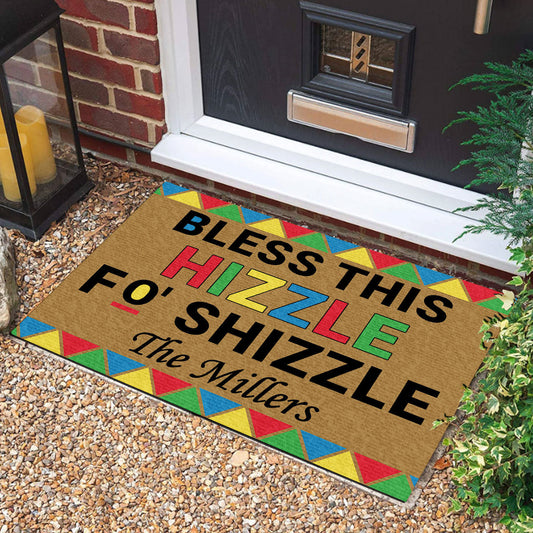 Personalized Bless This Hizzle Fo Shizzle Doormat America Land Of The Free Welcome Mat - Printvoro