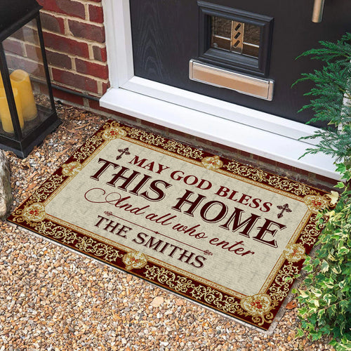 Personalized May God Bless This Home And All Who Enter Doormat 250 Years Of America Welcome Mat - Printvoro