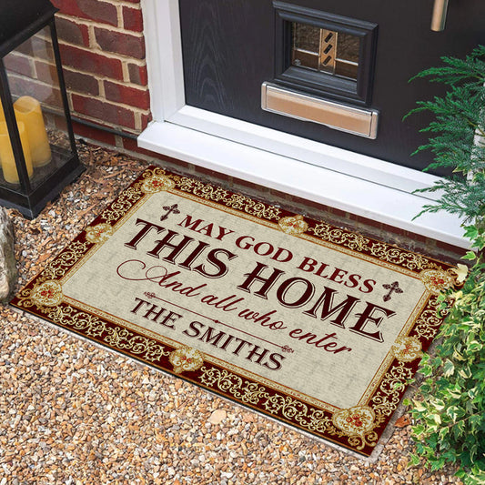 Personalized May God Bless This Home And All Who Enter Doormat 250 Years Of America Welcome Mat - Printvoro