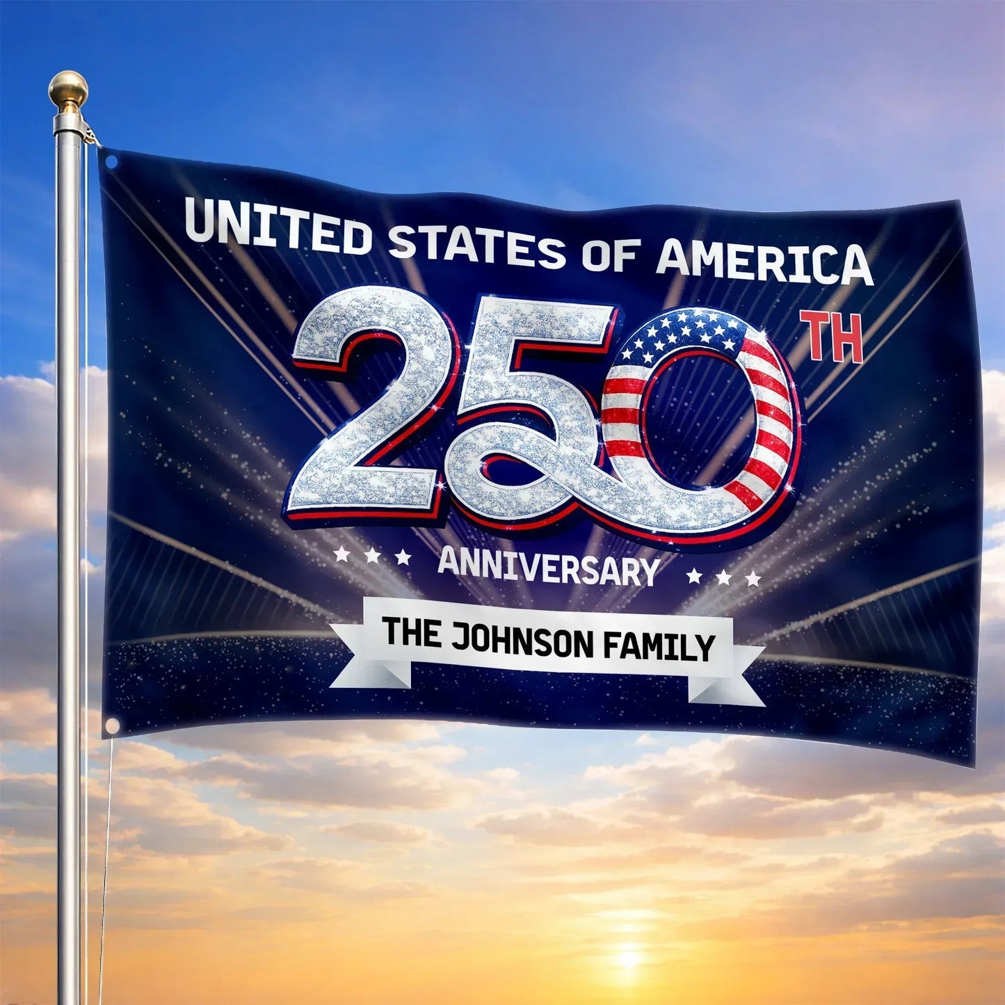 Custom Name United States 250th Anniversary Flag Christian USA Flag 1776 2026 Merch Gift Ideas - Printvoro