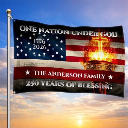 Custom Family Name American Flag One Nation Under God Merch Patriotic Decor - Printvoro