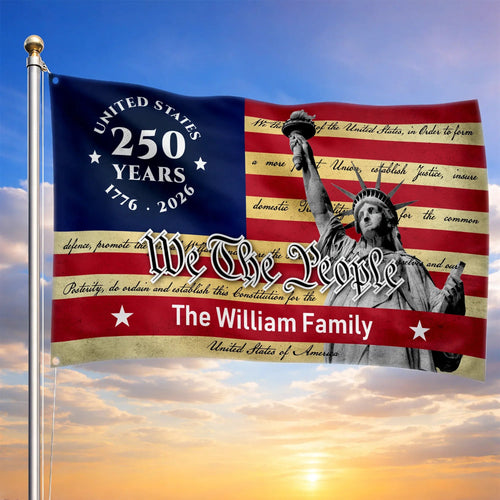 Custom Family Name We The People Flag One Nation Under God Merch Patriotic Outdoor Decor - Printvoro