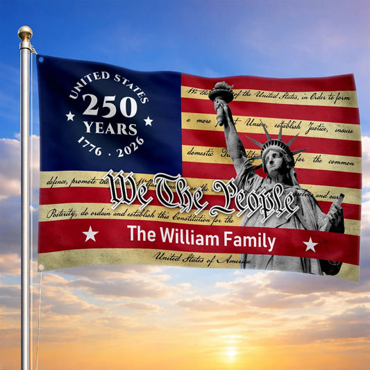 Custom Family Name We The People Flag One Nation Under God Merch Patriotic Outdoor Decor - Printvoro